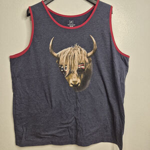 July 4th T-Shirt Sleeveless Cow Sunglasses Patriotic USA Size 2XL